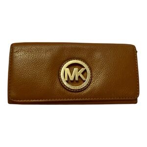 Michael Kors Tan Leather Wallet with Gold Logo